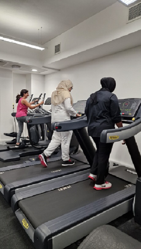 exercising on treadmill