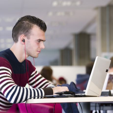 Student using a laptop
