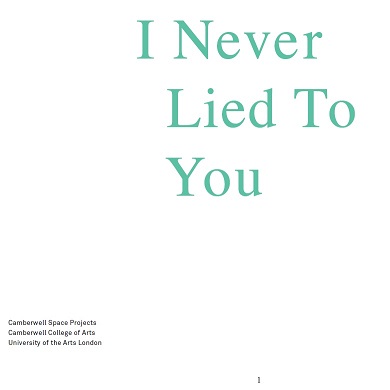 I Never Lied To You front cover