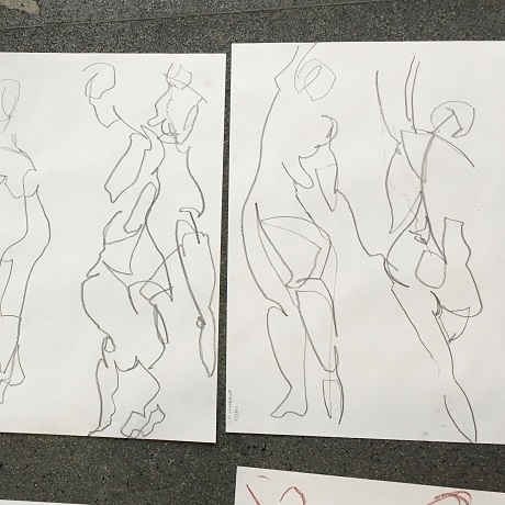 Life drawing sketches by short course student