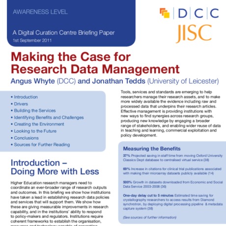 Making the Case for Research Data Management