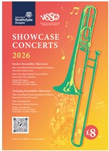 front cover of programme - orange background with green trumpet with Strathclyde and WSSO logos