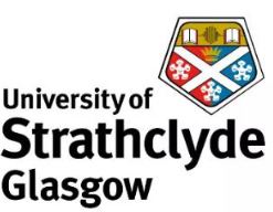 university of strathclyde glasgow in black text on white background with university crest