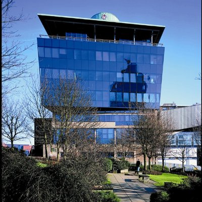 University of Strathclyde Thomas Graham glass building with blue sky