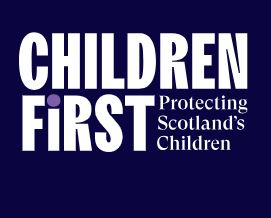 Children First written in white text on purple background