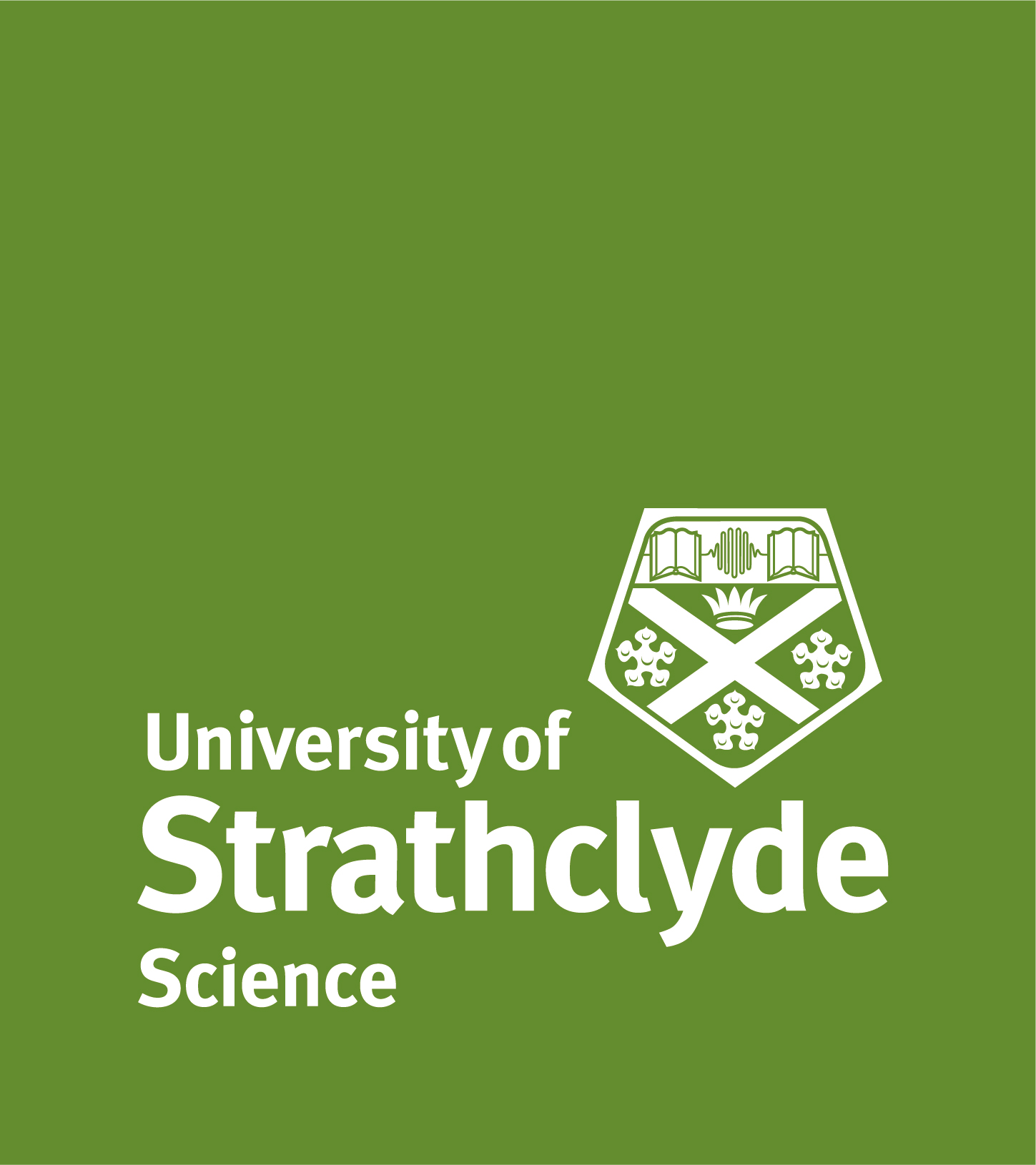 Green background with the university logo and the words University of Strathclyde Science white text