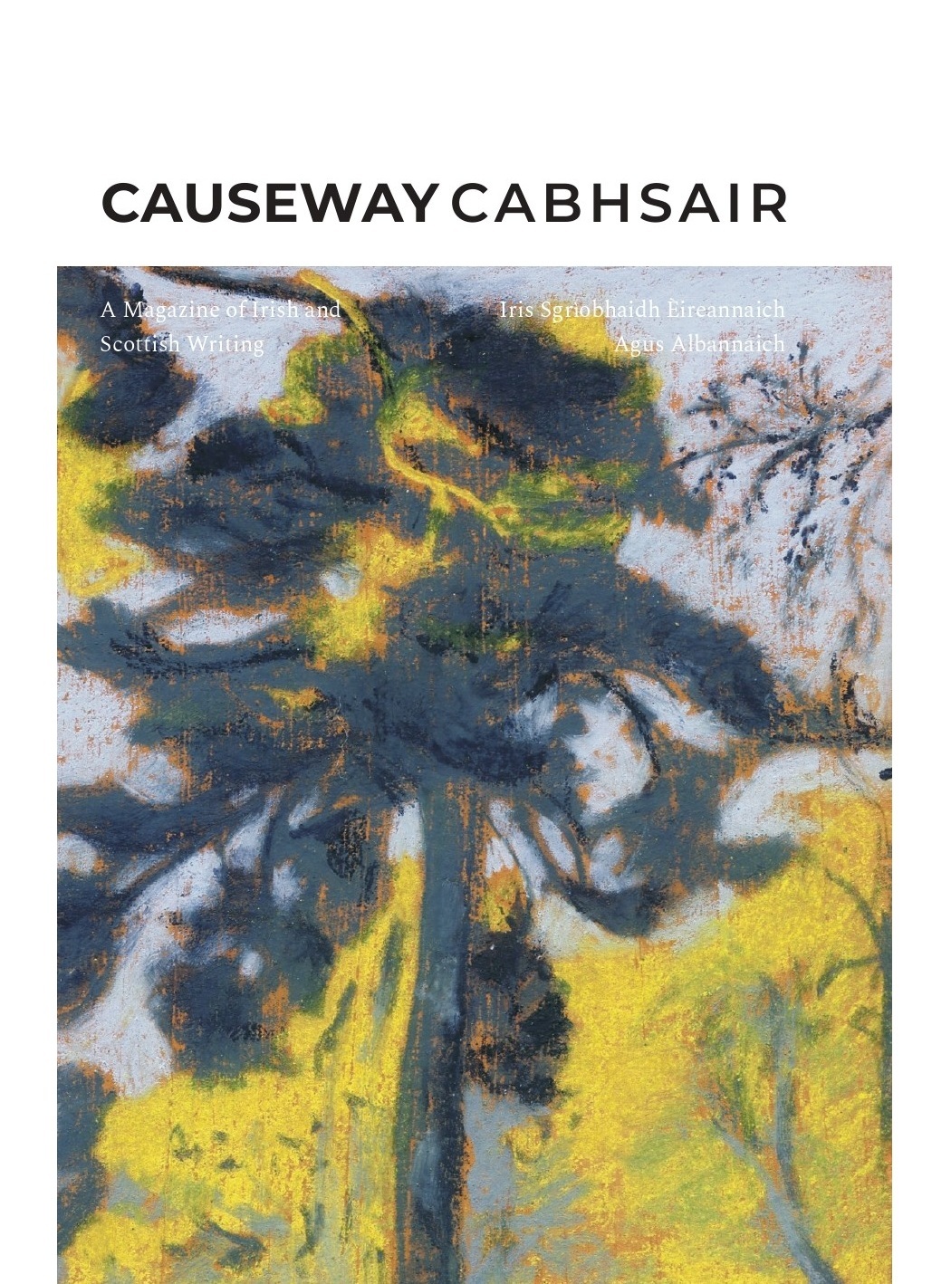 abstract image of plant like structure in greys and yellow with Causeway banner