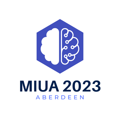 Logo of MIUA Event. The logo is a purple brain, with the title of the conference below