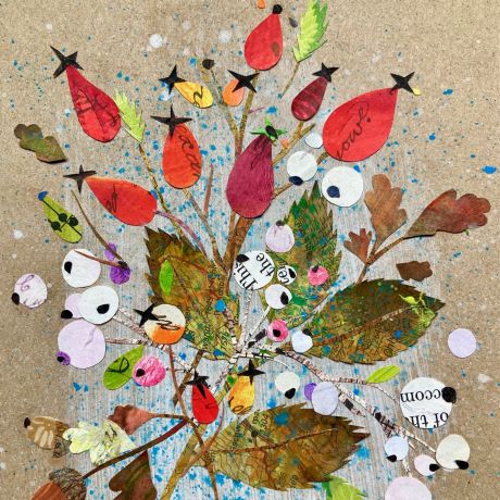 Collage card workshop: Winter holly and robins