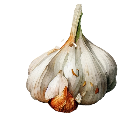 Onions and garlic in watercolour