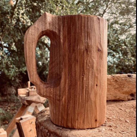 Handled tankard carving