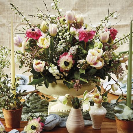 Creating a table display with British blooms