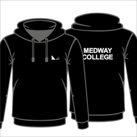 Medway College Black Pullover Hoodie Front and Back