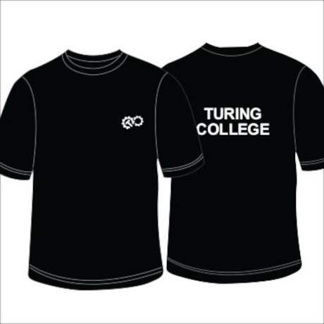 Turing College Black Crewneck T-Shirt Front and Back