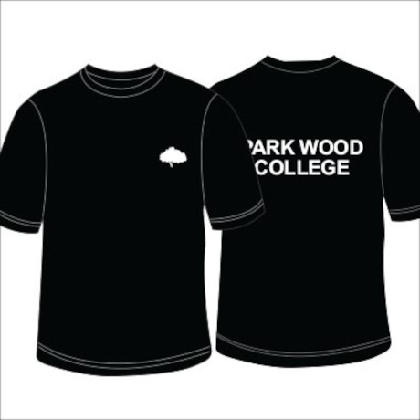Parkwood College Black Crewneck T-Shirt Front and Back