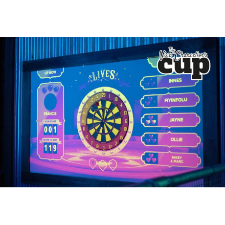 Dartboard game on a pub game screen