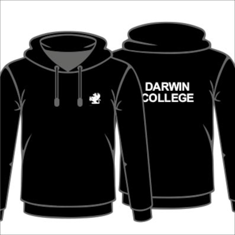 Darwin College Black Pullover Hoodie Front and Back