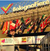 Flags outside of the Bologna Book Fair