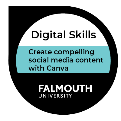 Create compelling social media content with Canva  course badge