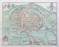 Braun and Hogenberg map of Exeter