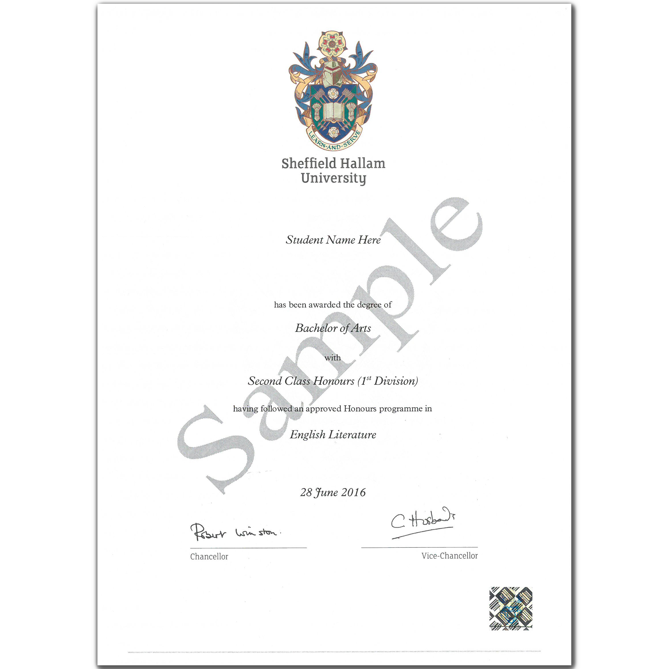 Replacement Award Certificate