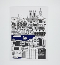 University Of Lincoln Illustrated Campus/City Print - £5.99