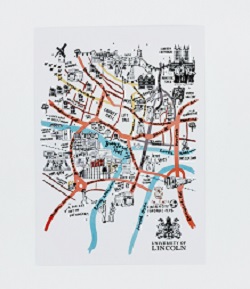 University of Lincoln Illustrated Map Print
