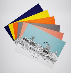 University Of Lincoln Illustrated Cityscape Postcard - £1.00