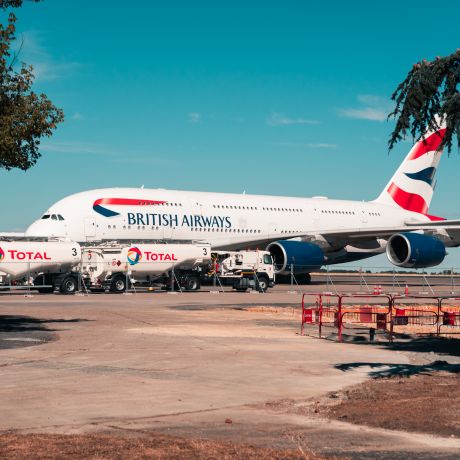 British Airways plane on the ground