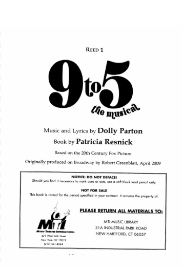 9 To 5 The Musical libretto vocal script hire deposit