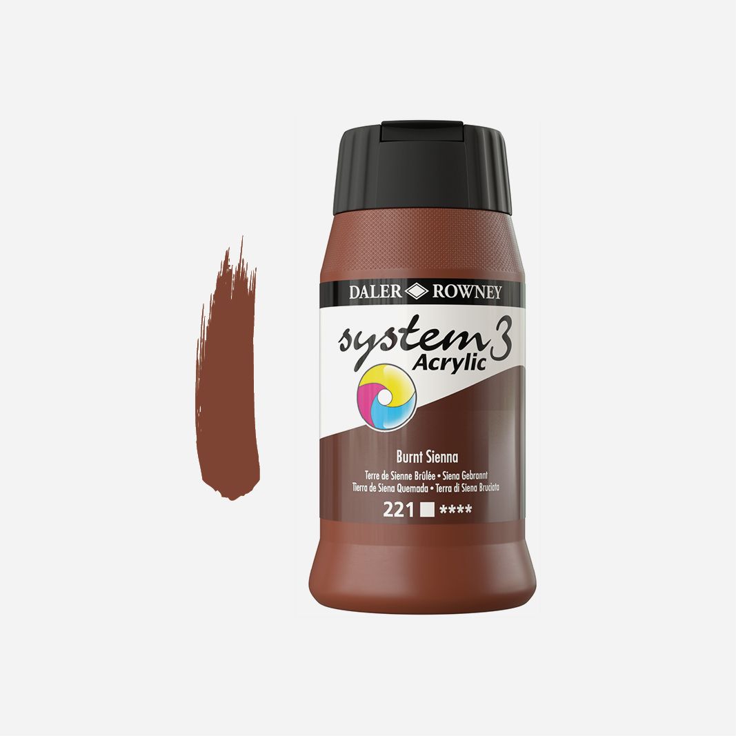 System 3, 500ml, Acrylic Paint, Burnt Sienna
