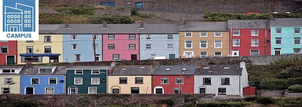 Colourful Irish houses on a hillside