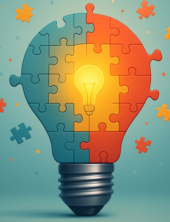 Lightbulb made with jigsaw puzzle pieces