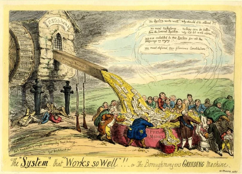 19th Century cartoon - 'The system that works so well'