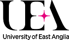 tEXT logo letters UEA with a pink star and full spelling underneath