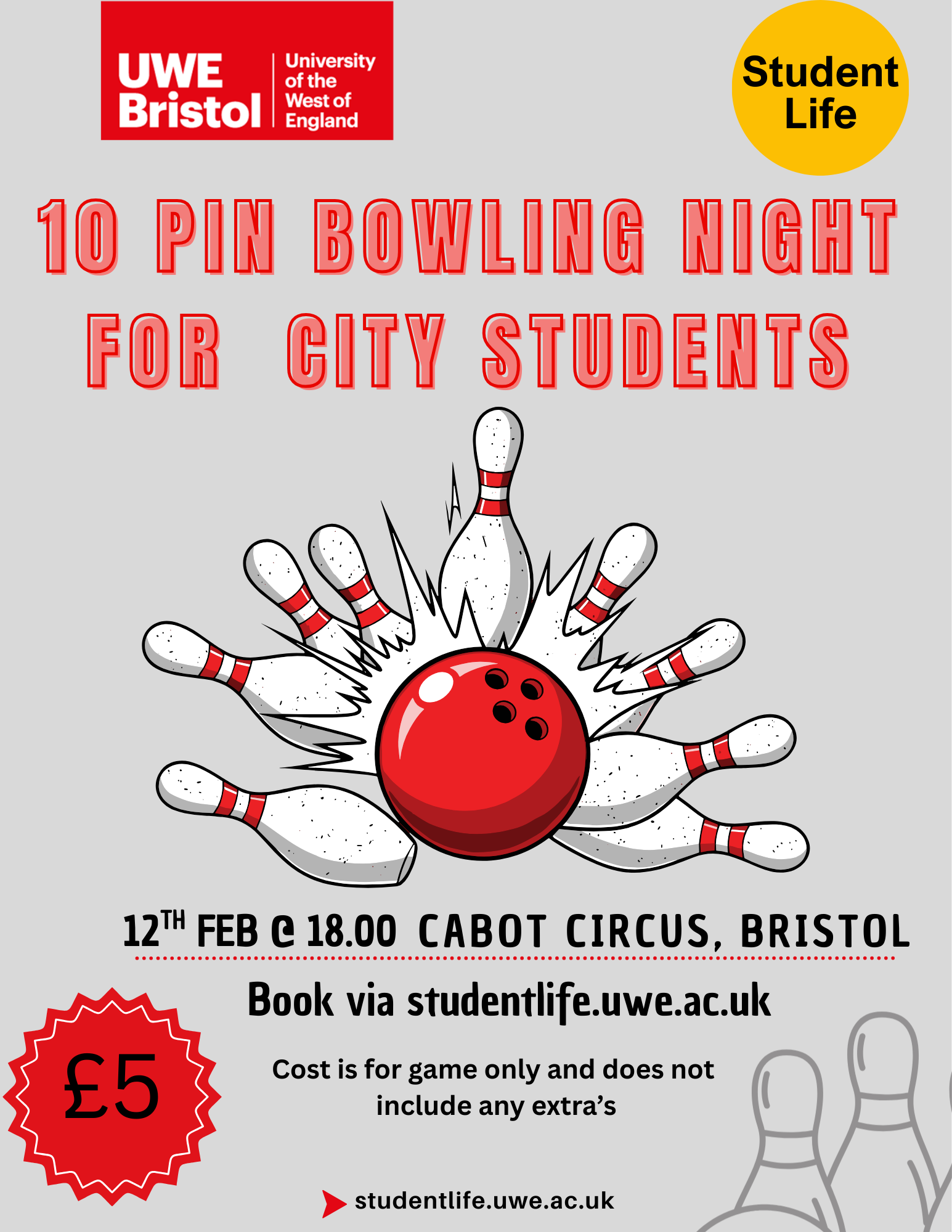 Ten Pin Bowling CITY Students - 12th Feb
