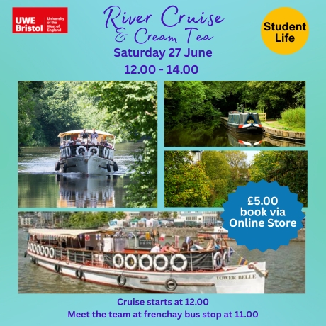 Poster for river cruise with boat images