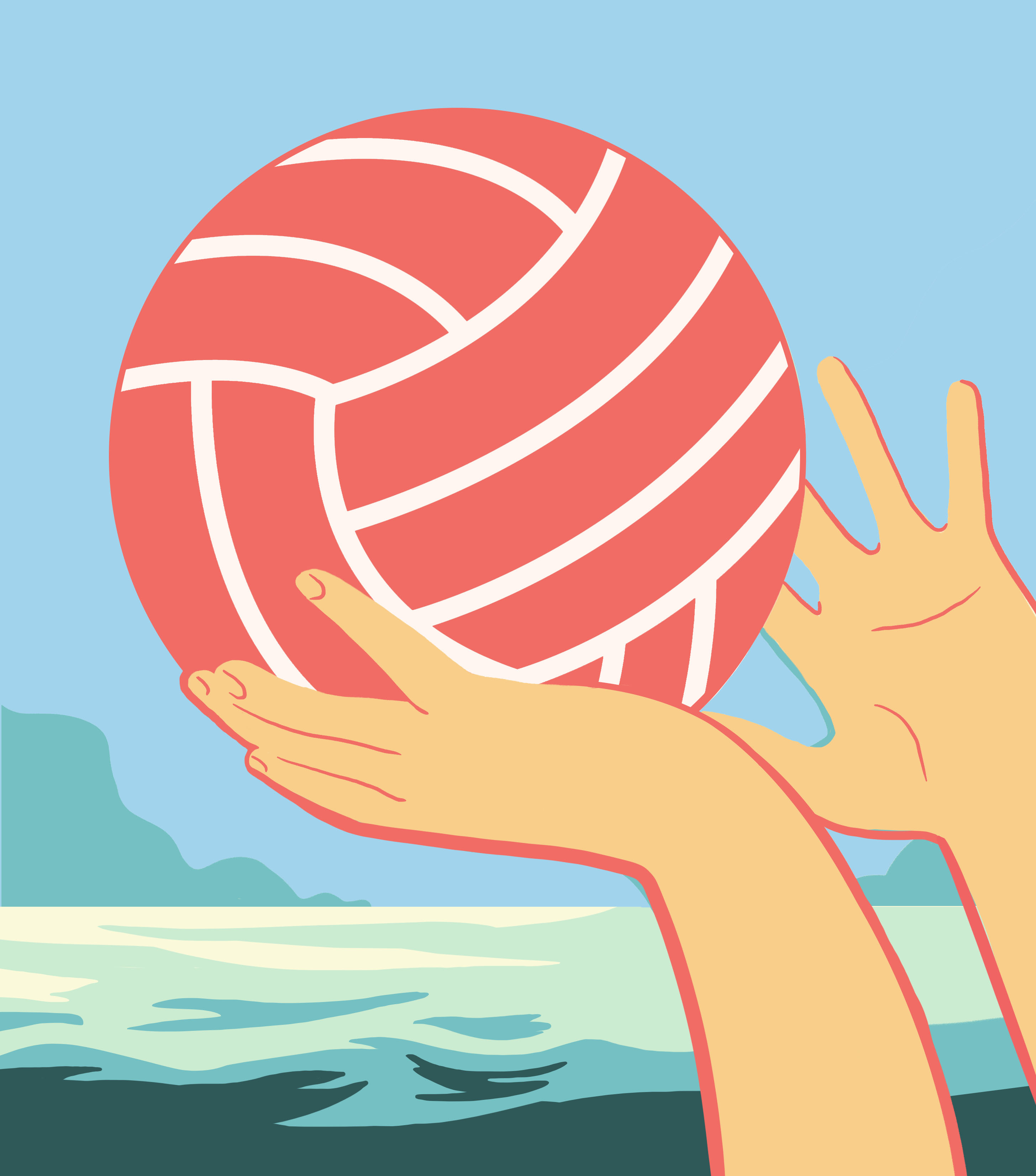 illustration of hands catching a netball