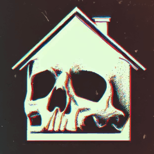 Illustration of skull within the outline of a house.