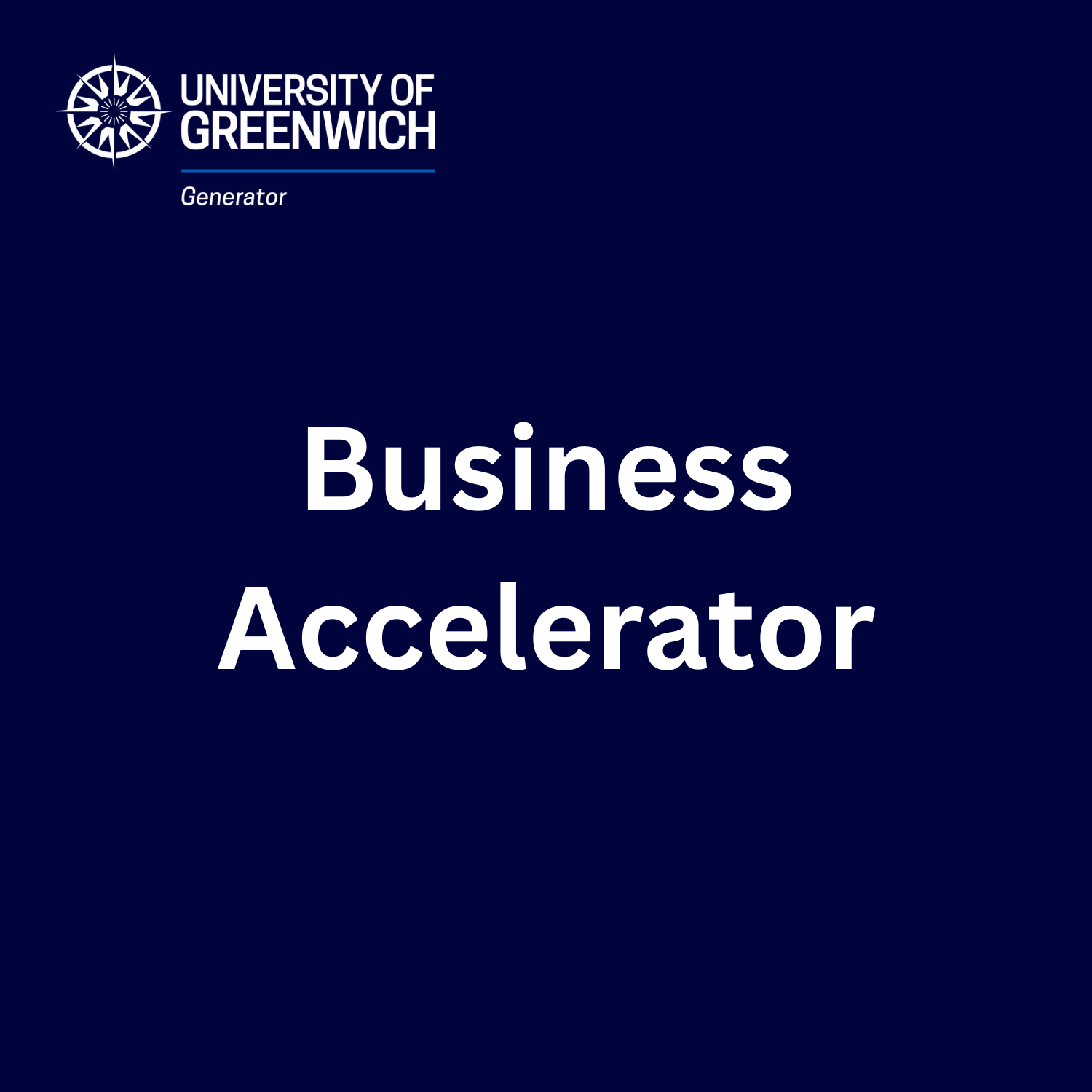 Greenwich uni logo and the title 'Business Accelerator'