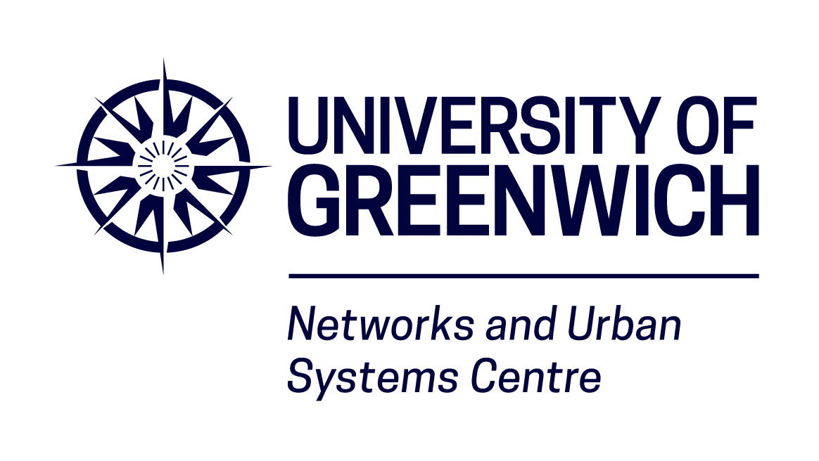 University of Greenwich logo with compass with Networks Urban Systems Centre tag line