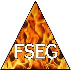 logo with fire and initials FSEG