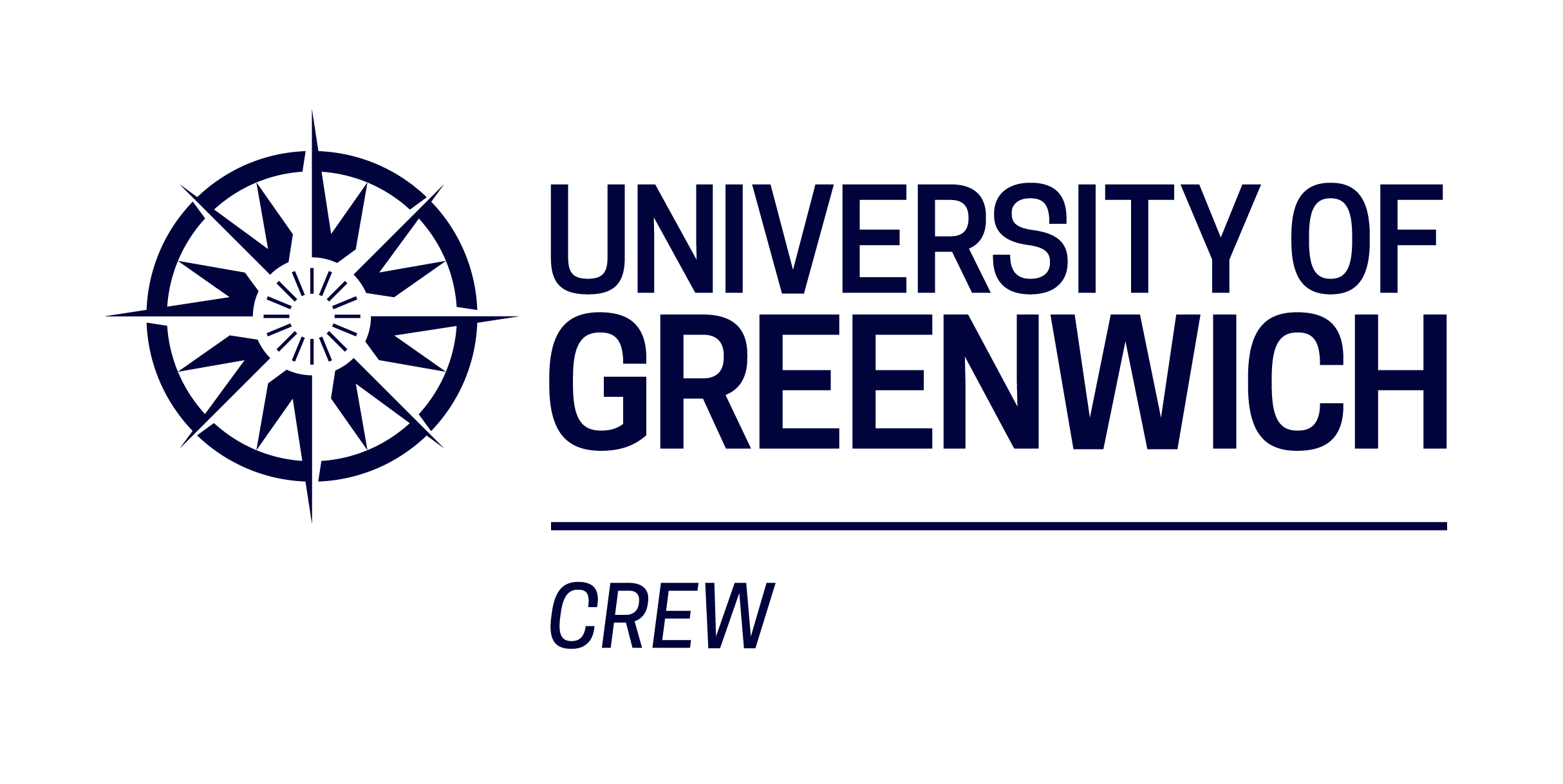 Blue University of Greenwich Crew Logo on white background