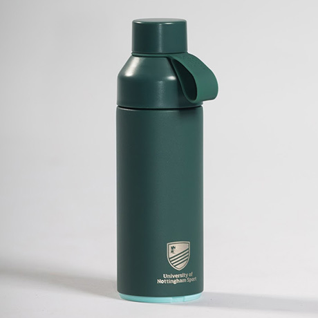 500ml Forest Green Ocean Bottle (500ml) with engraved UoN Sport logo in silver