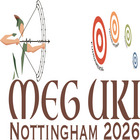 Robin Hood, stood above medieval style lettering of MEGUKI, firing arrows in the shape of waves