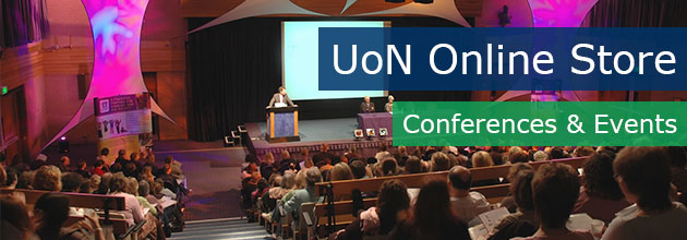 UoN Online Store Conferences & Events - image showing a speaker on stage at a large conference
