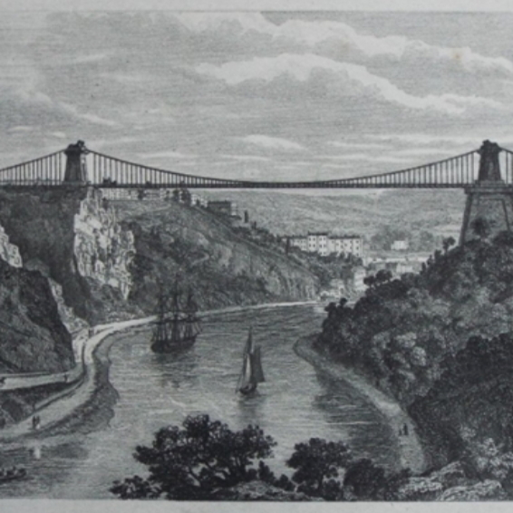 image of british landscape with bridge and boats
