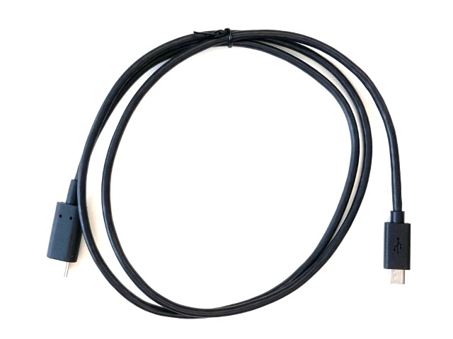 black cable with USB connections on either end