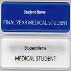 White and Blue Medical student badges