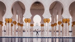 The interior of Sheikh Zayed Mosque